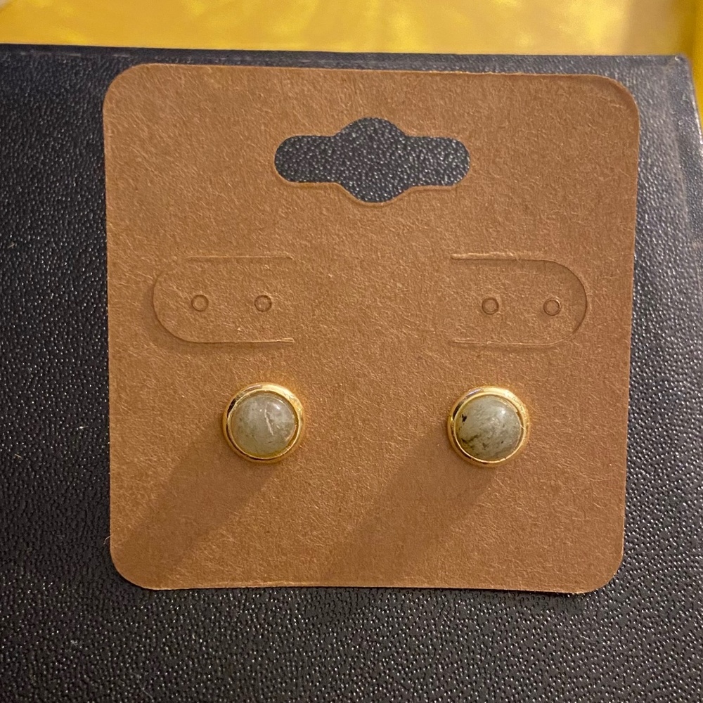 Green Earrings with Gold Detail